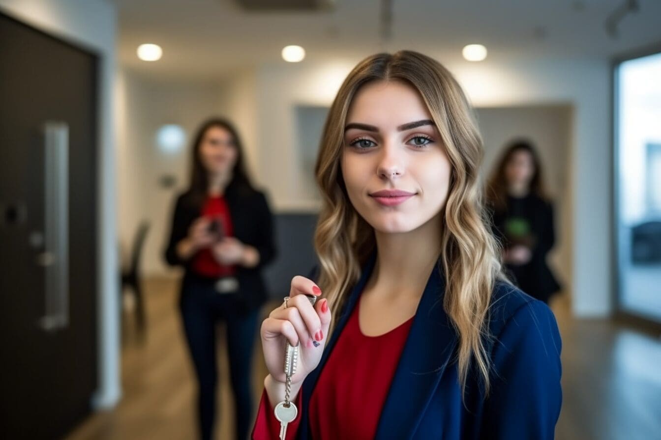 image d'une femme gérante de la boutique : porte-clés.net